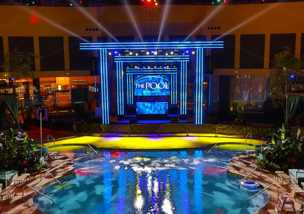 Harrahs pool after dark image